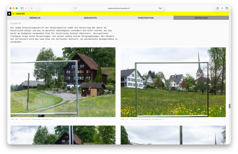 E-Nachschlagewerk für das Bauen an historischen Häusern - Appenzellerland – Baustein; Gegenüberstellung von Bildern – E-Nachschlagewerk für das Bauen an historischen Häusern